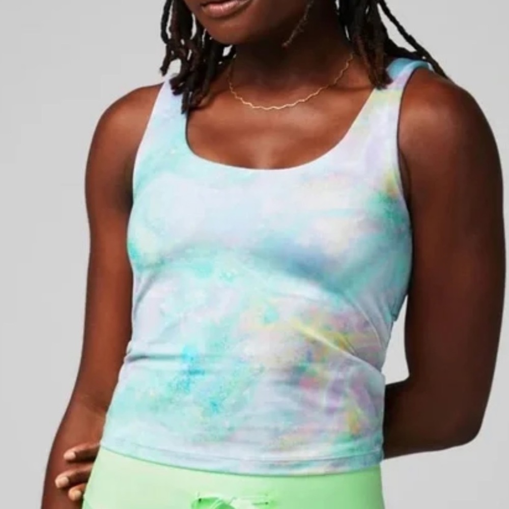 New Fabletics Oasis Twist Built-In Bra Tank Cosmic Halo Shine XL